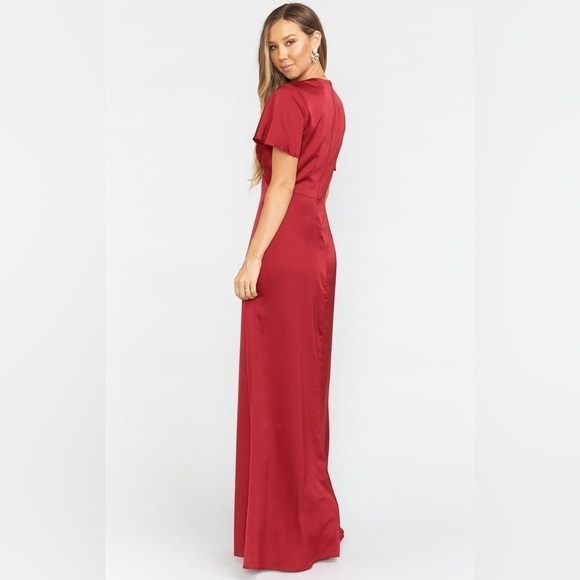 SHOW ME YOUR MUMU Rome Twist Gown In Ruby Luxe Satin - Picture 2 of 5